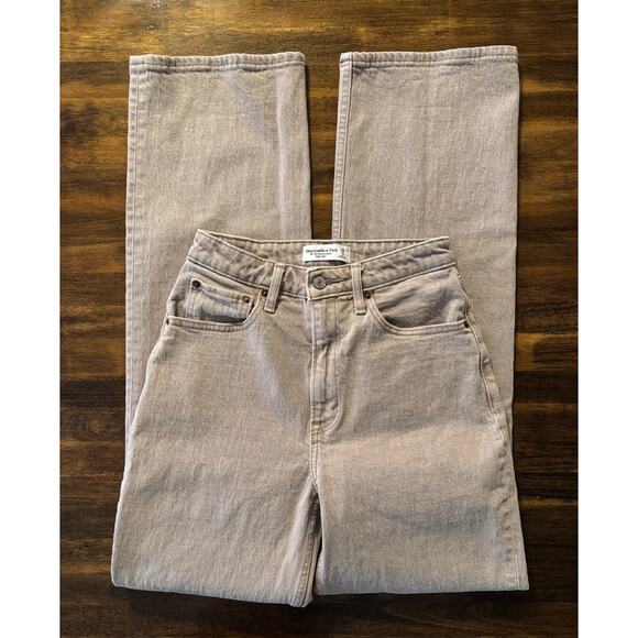 Abercrombie & Fitch Women’s 0 25x32 Jeans Curve Love 90's Relaxed Straight Tan - Picture 4 of 16